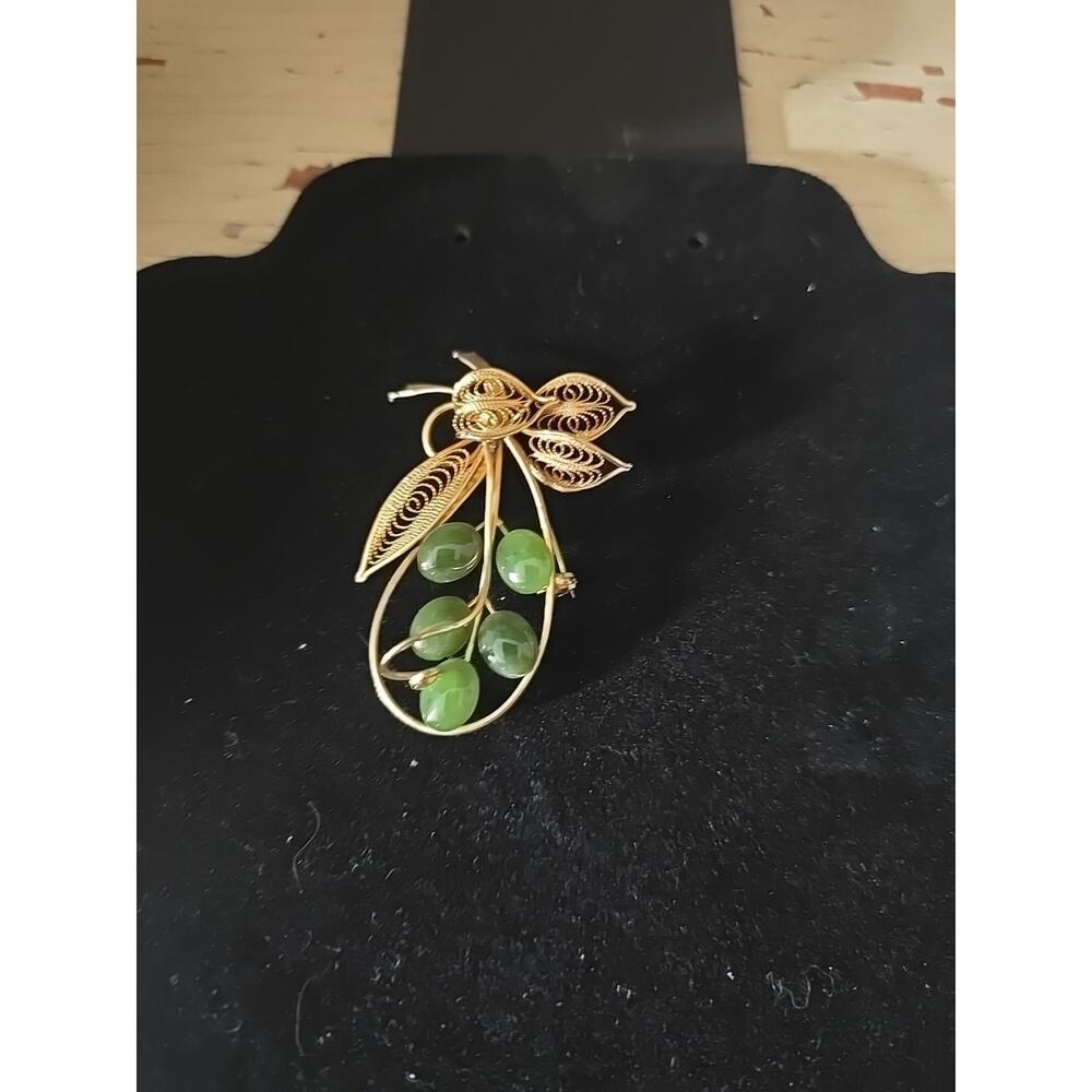 Vintage Mid-Century Gold & Silver Tone Textured Leaf Brooch‎ Pin Botanical Boho